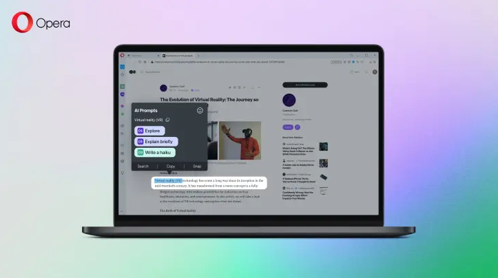 Opera 浏览器 97.0.4719.26 桌面版更新：集成 ChatGPT 和 AI 总结功能