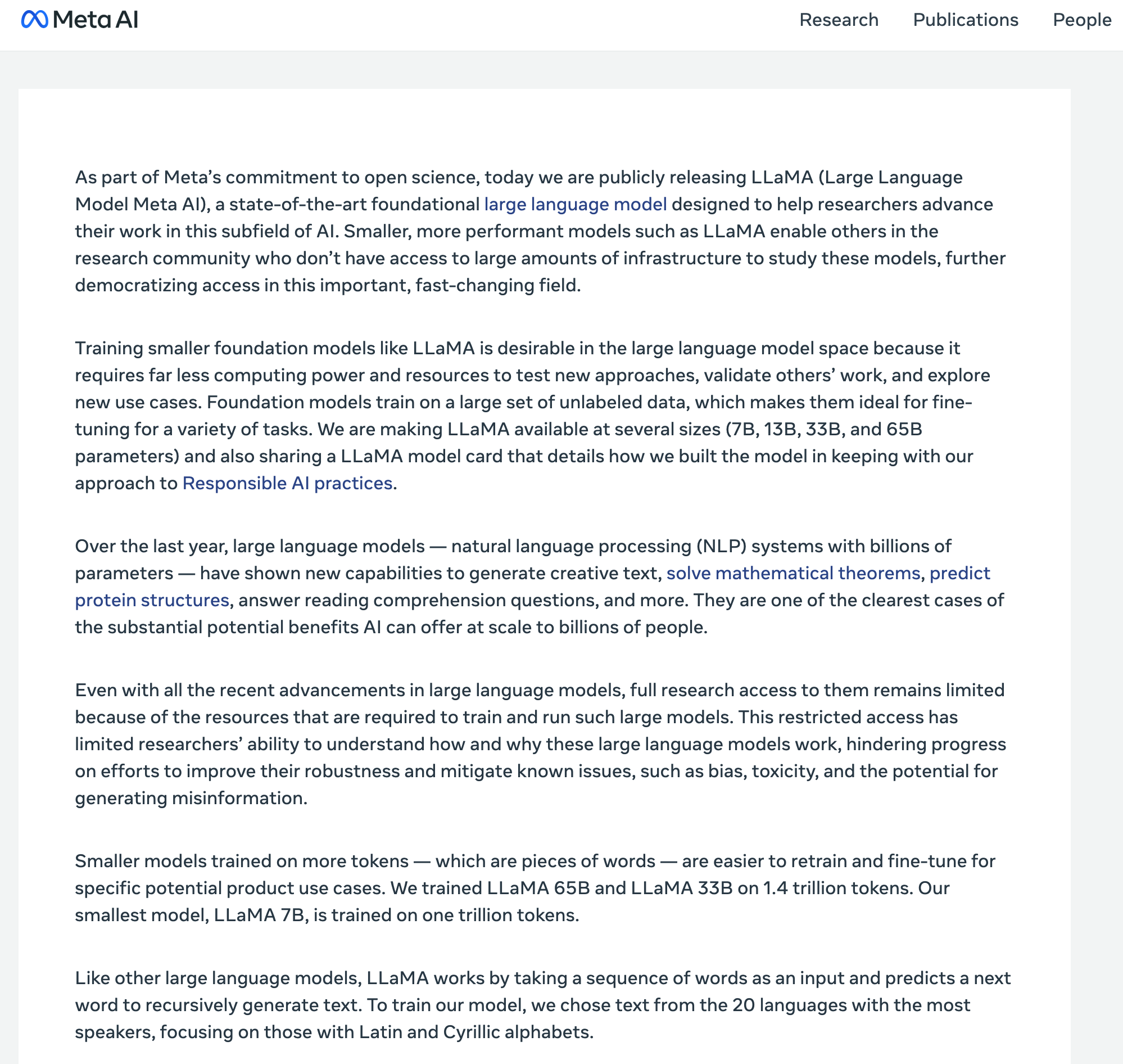AI 领域再添一员"猛将"，Meta 发布全新大型语言模型LLaMA