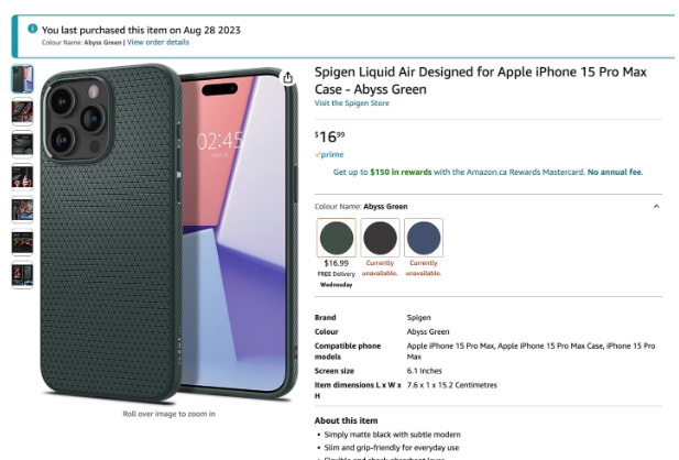 提前揭秘!Spigen亚马逊上架iPhone 15 Pro Max保护套细节披露