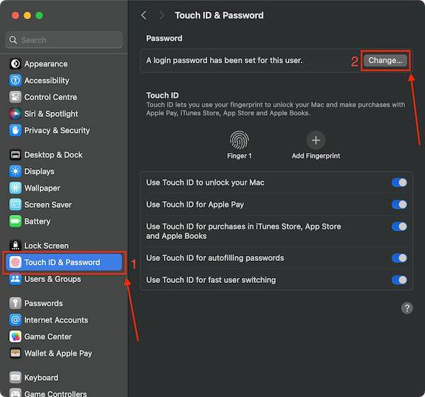 如何修改 MacBook 的密码