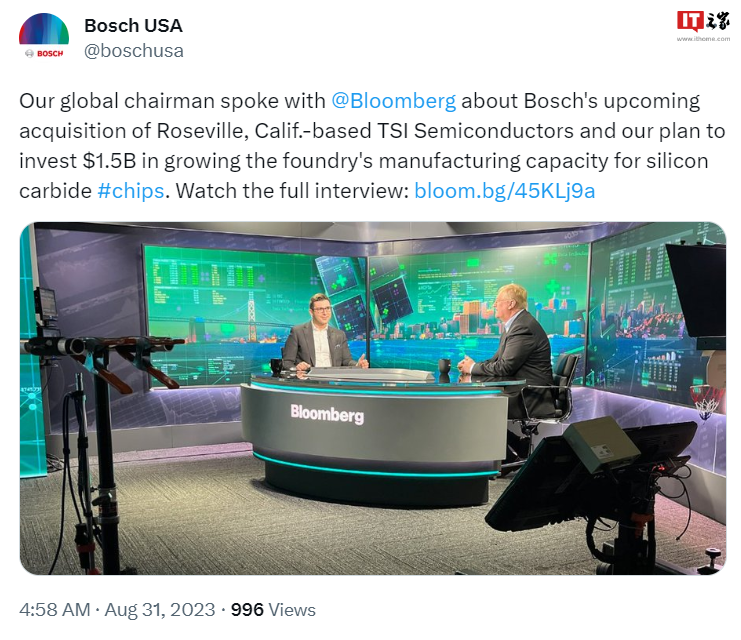博世计划在美国建立 SiC 芯片制造基地，完成收购 TSI Semiconductors