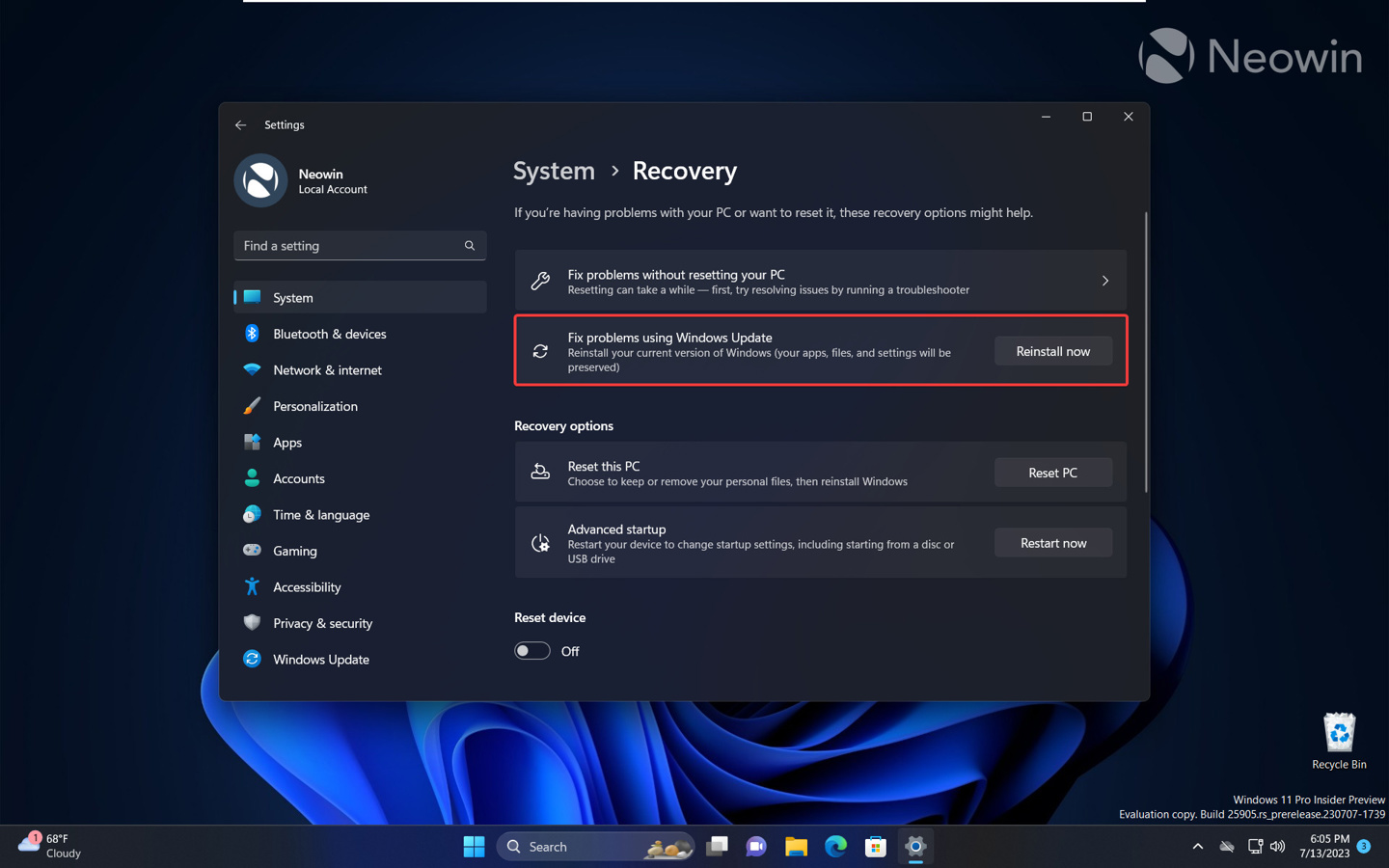 Windows 11 Build 25905 预览版隐藏特性:用 Windows Update 修复系统