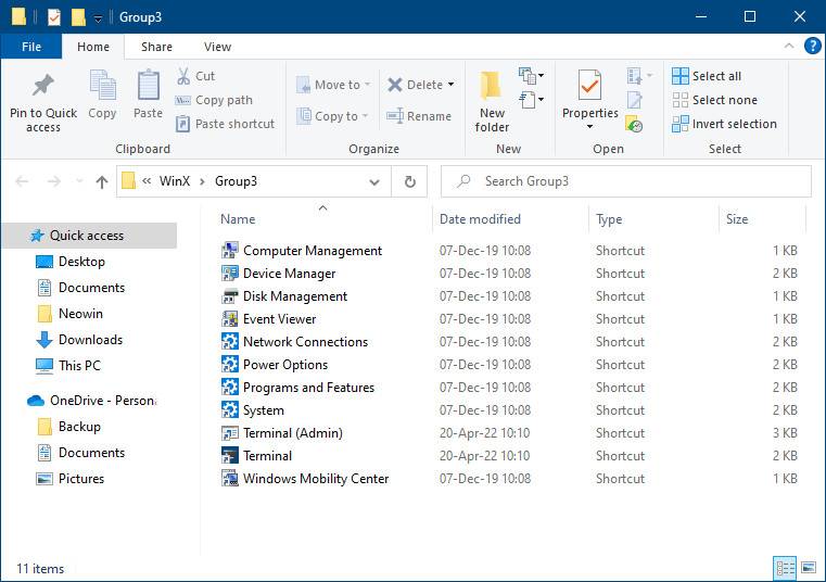 将终端添加到 Windows 10 快速链接 (WinX) 右键单击​​开始菜单