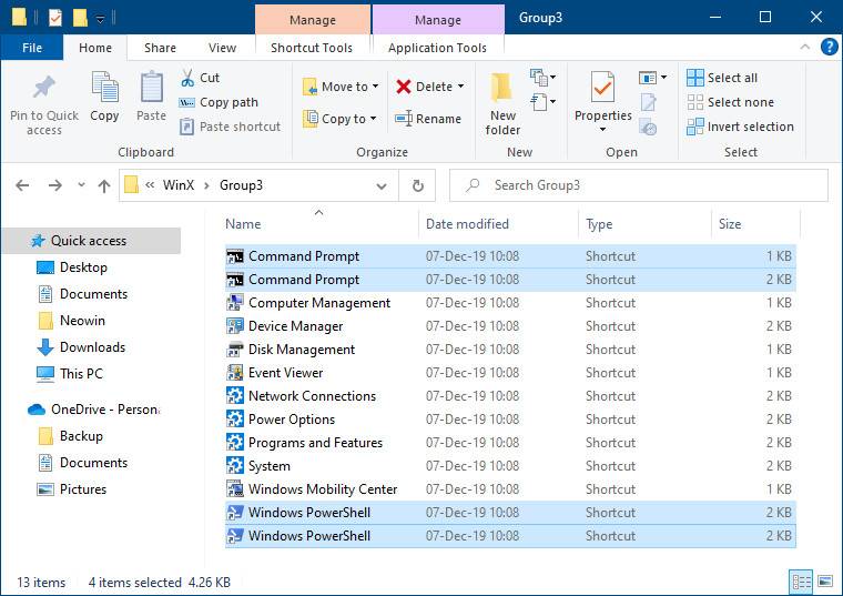 将终端添加到 Windows 10 快速链接 (WinX) 右键单击​​开始菜单
