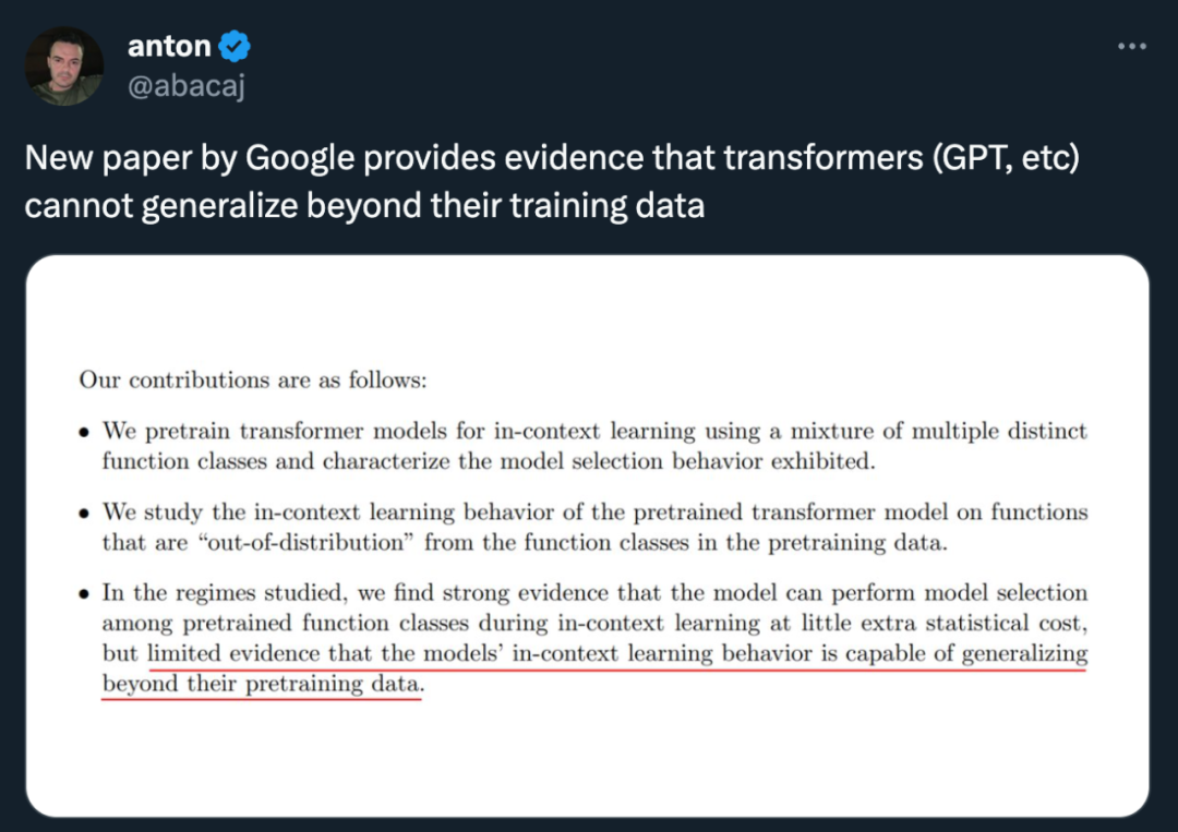 DeepMind指出「Transformer无法超出预训练数据实现泛化」,但有人投来质疑