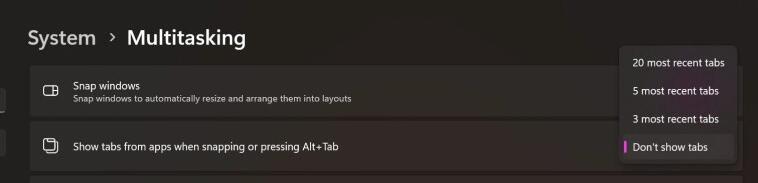微软调整 Win11 的 Alt + Tab 功能,最多只支持切换 20 个最近标签页