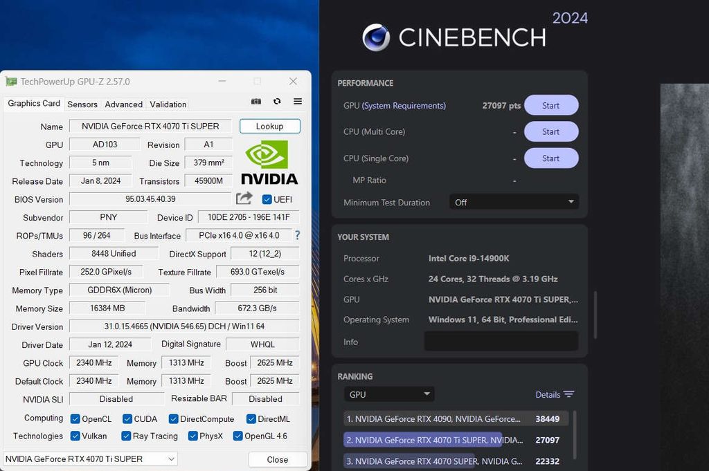 初步跑分显示英伟达 RTX 4070 Ti Super 显卡比 RTX 4080 慢 15%，比非 Super 版快 8%
