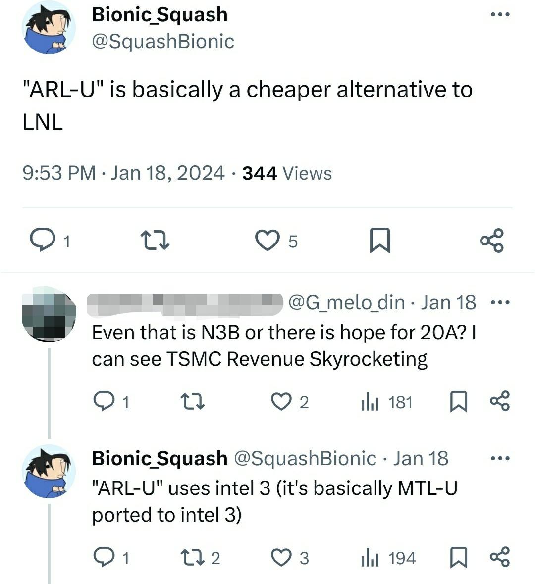 英特尔 Arrow Lake-U 处理器被认为是 Intel 3 制程下的 Lunar Lake 廉价替代品