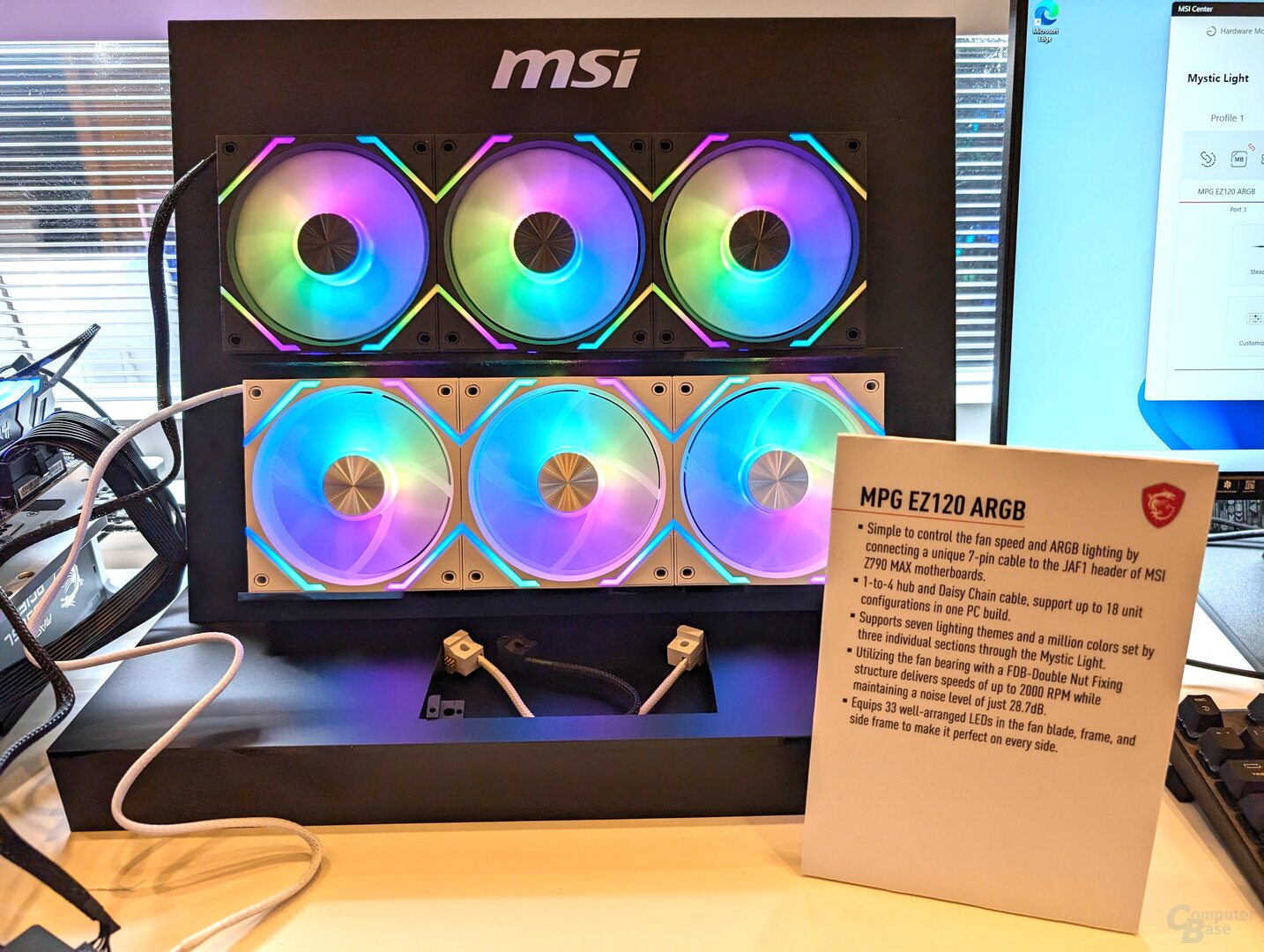 微星展示 MPG EZ120 ARGB 积木风扇:磁性桥接器连接,支持 JAF1 专有接头