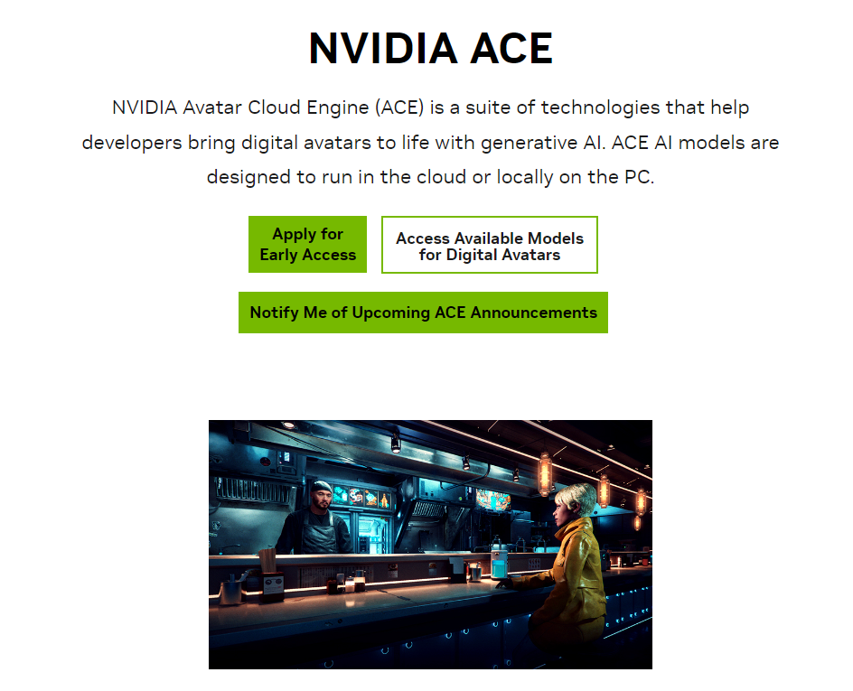 英伟达与米哈游、腾讯、网易等游戏公司合作，共同推出NVIDIA ACE服务，开展AI数字人业务