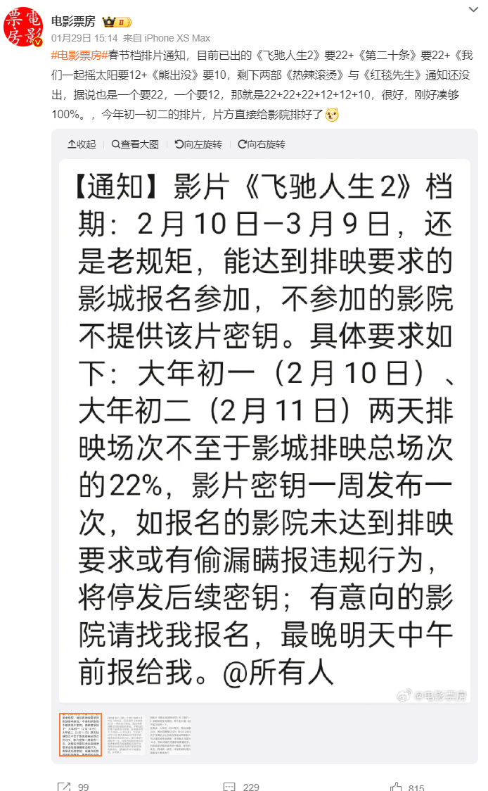 春节档影片宣传发行放映座谈会：任何单位或组织都不能利用市场支配地位干预电影排片