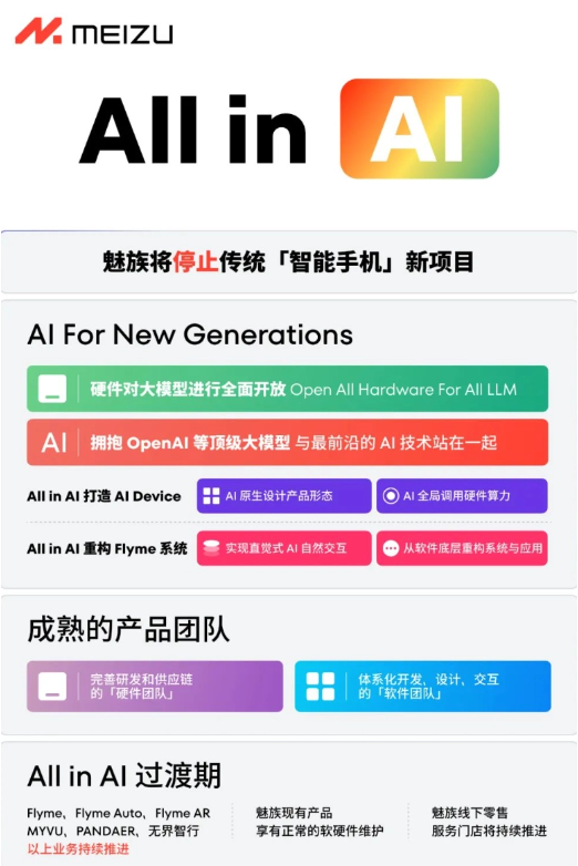 魅族发起全面AI战略：全面投身人工智能领域，暂停传统智能手机项目