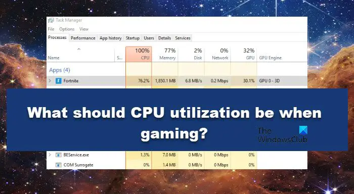 在游戏时,CPU利用率应该是多少?