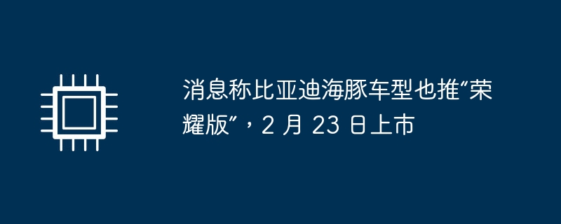 消息称比亚迪海豚车型也推“荣耀版”，2 月 23 日上市