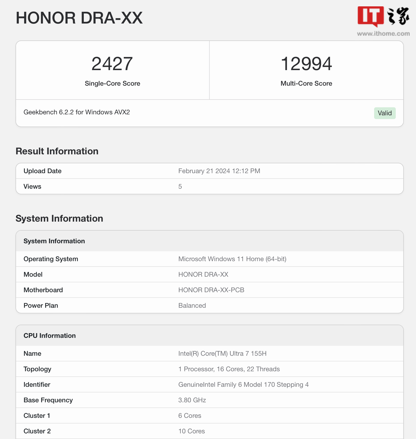 荣耀 MagicBook Pro 16 笔记本现身 Geekbench:Ultra 7 155H + RTX 4060
