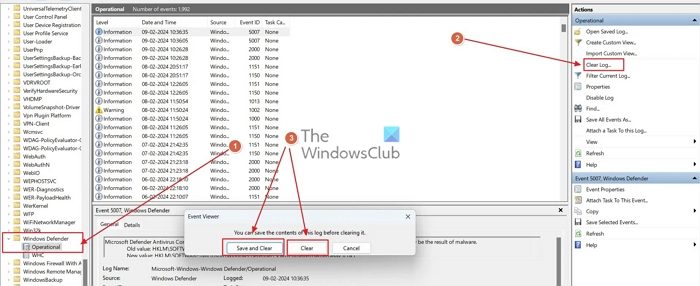 Windows Defender历史记录崩溃；无法删除检测。日志