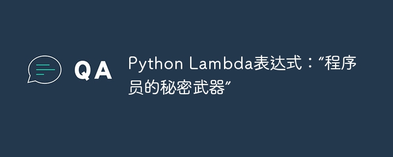 Python Lambda表达式:“程序员的秘密武器”