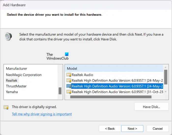 安装Realtek HD音频驱动程序失败,错误0101