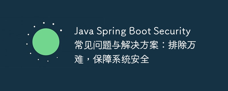Java Spring Boot Security常见问题与解决方案:排除万难,保障系统安全