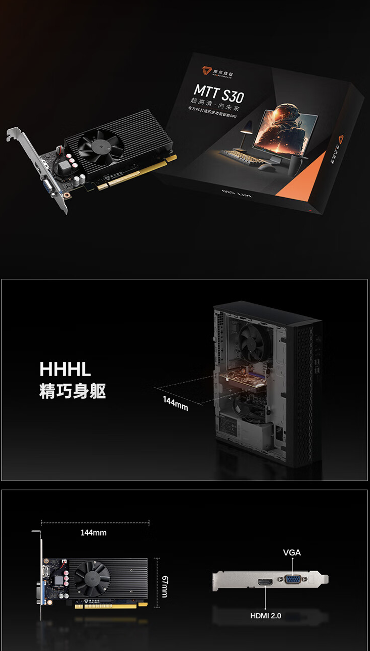 摩尔线程 MTT S30 国产显卡发售:4GB 显存、功耗 40W,售 399 元