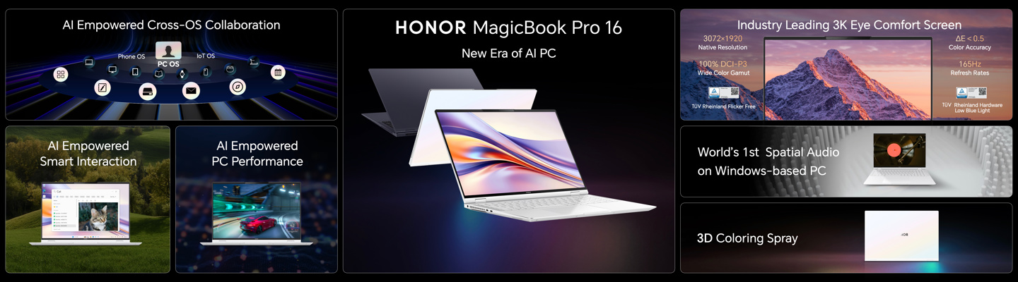 荣耀首款 AI PC:MagicBook Pro 16 笔记本亮相,Win 阵营首发空间音频