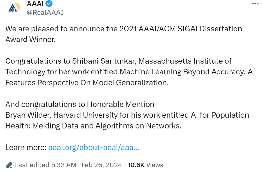 MIT博士获第三届AAAI/ACM SIGAI博士论文奖，探索模型泛化的260多页论文