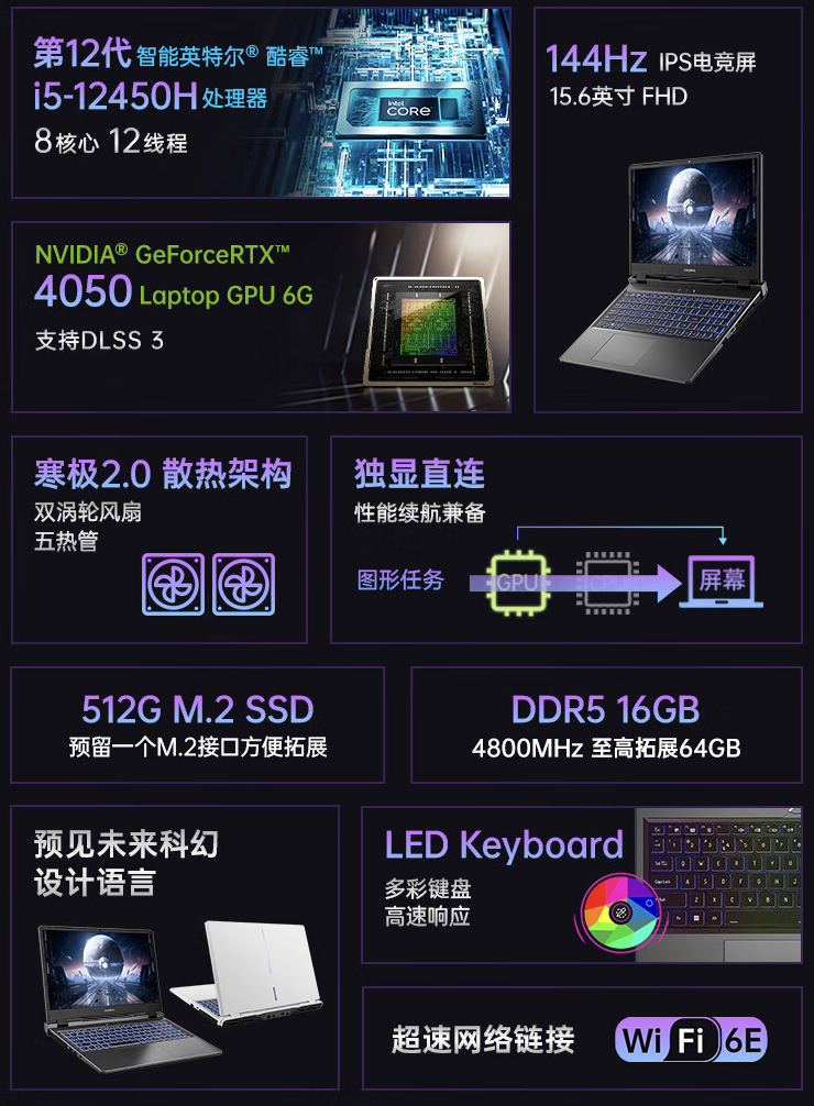 七彩虹隐星 P15 笔记本配置上新:i5-12450H + RTX4050,售 4999 元
