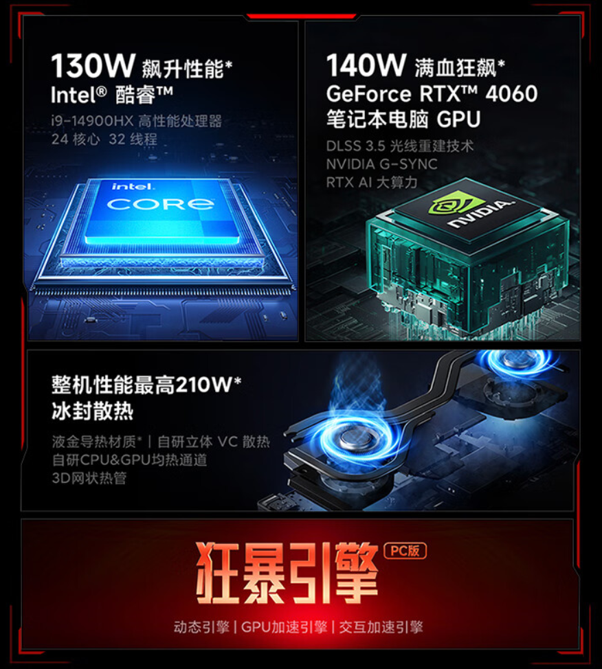 小米 Redmi G Pro 2024 游戏本发布:i9-14900HX + RTX4060,售价 8999 元