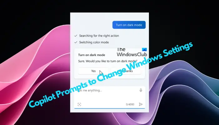 Copilot提示更改Windows设置