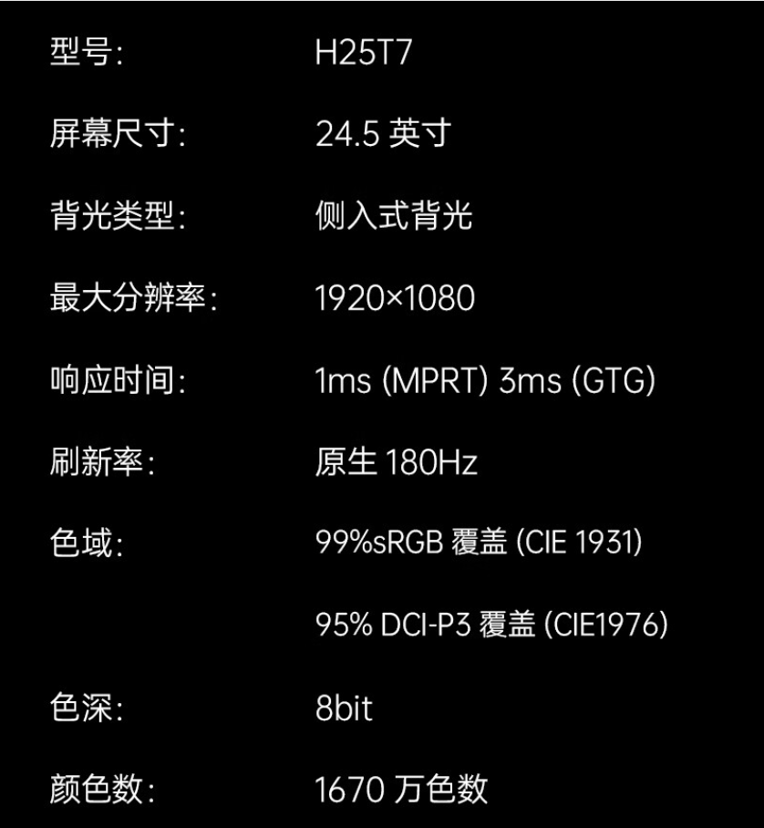 首发价 549 元,KTC 上架 24.5 英寸 180Hz FastIPS 显示器 H25T7