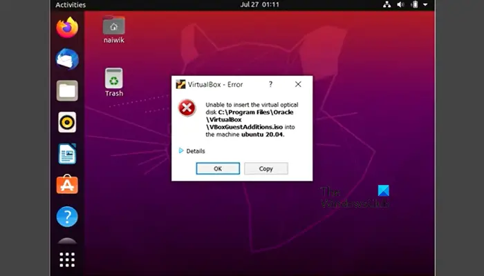无法在VirtualBox中安装来宾添加