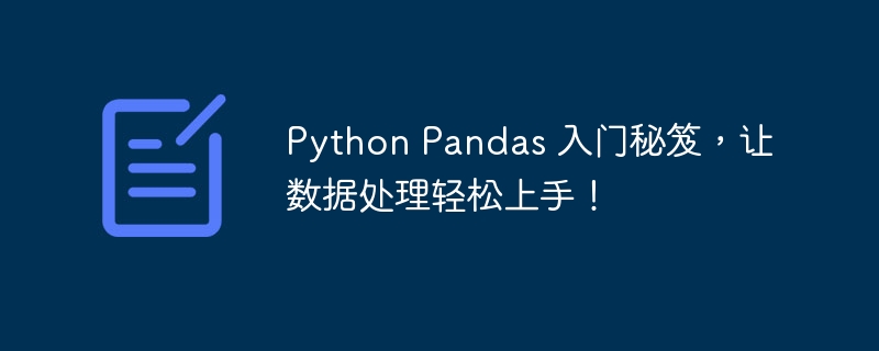Python Pandas 入门秘笈,让数据处理轻松上手!