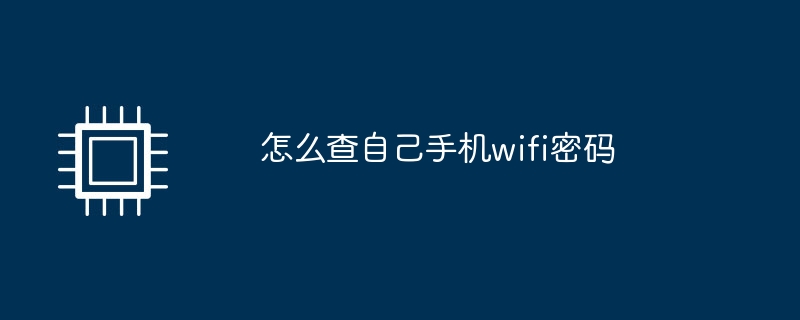 怎么查自己手机wifi密码