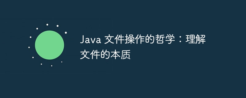 Java 文件操作的哲学:理解文件的本质