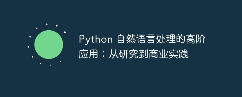 Python 自然语言处理的高阶应用:从研究到商业实践