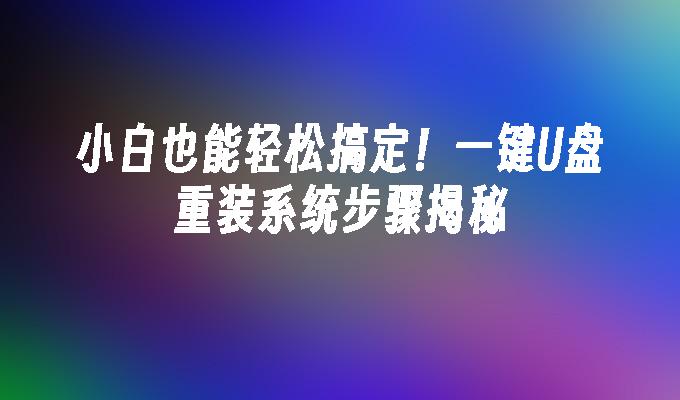 小白也能轻松搞定!一键U盘重装系统步骤揭秘