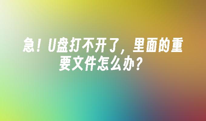 急!U盘打不开了,里面的重要文件怎么办?