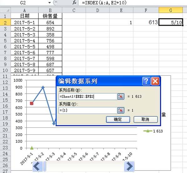 Excel制作随滚动条变化的动态图表的步骤方法