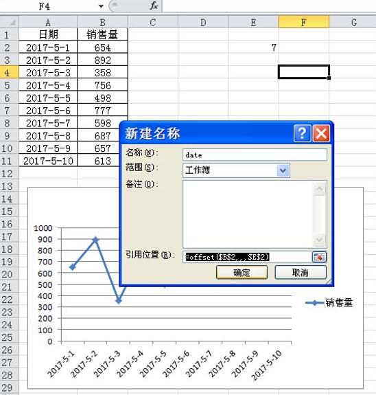 Excel制作随滚动条变化的动态图表的步骤方法