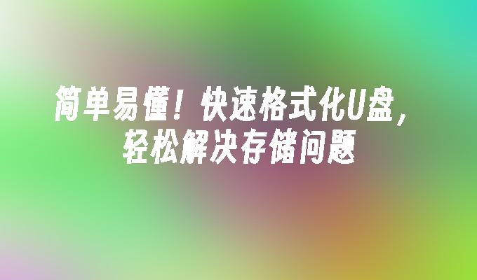 简单易懂！快速格式化U盘，轻松解决存储问题