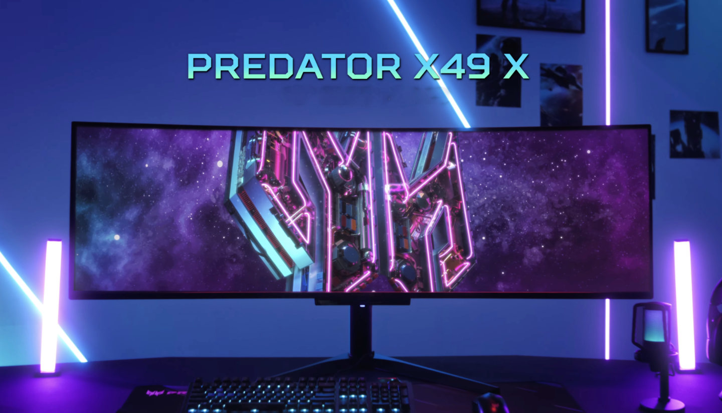 宏碁预告 Predator X49 X 48.9 英寸带鱼屏显示器,双 2K 240Hz QD-OLED