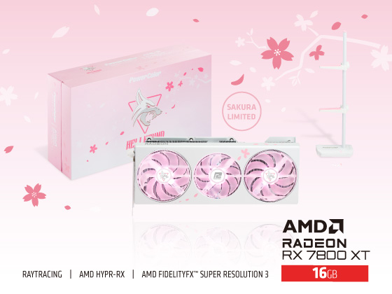 撼讯推出 RX 7800 XT 暗黑犬樱花版显卡:白粉配色,限量版自带显卡支架