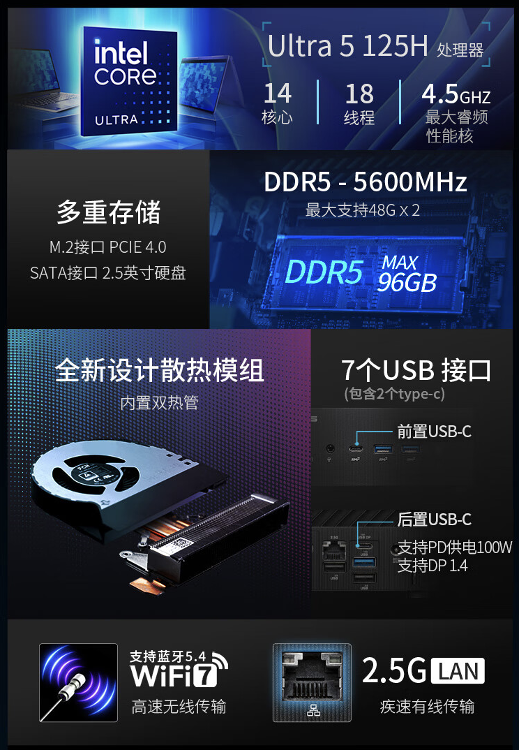华硕破晓 X mini 迷你主机酷睿 Ultra 5/7 版开售:支持 Wi-Fi 7、蓝牙 5.4,售 5198 元起