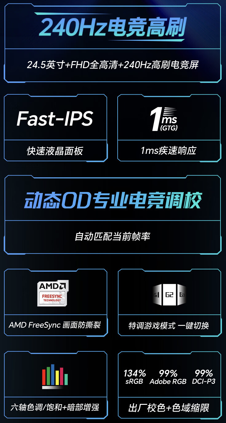 盛色推出 G4 24.5 英寸显示器:1080P 240Hz,首发价 999 元