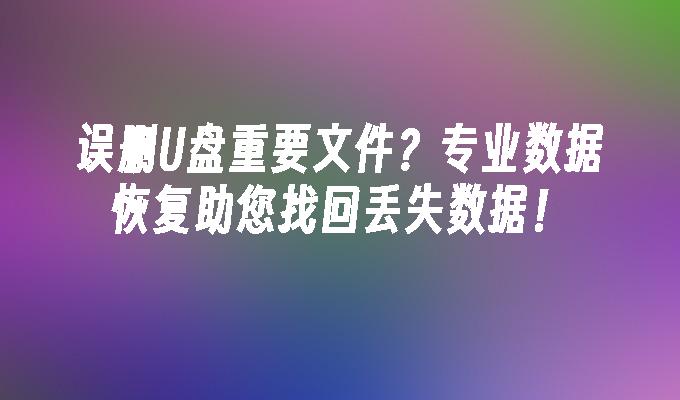 误删U盘重要文件?专业数据恢复助您找回丢失数据!