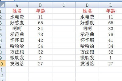Excel表格对比两列数据找差异的操作教程