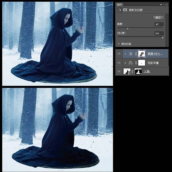 PS怎样绘制蓝色火焰的女魔法师 PS合成雪林中施法蓝色火焰的女魔法师教程