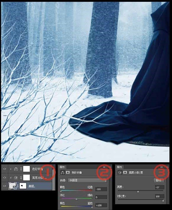 PS怎样绘制蓝色火焰的女魔法师 PS合成雪林中施法蓝色火焰的女魔法师教程