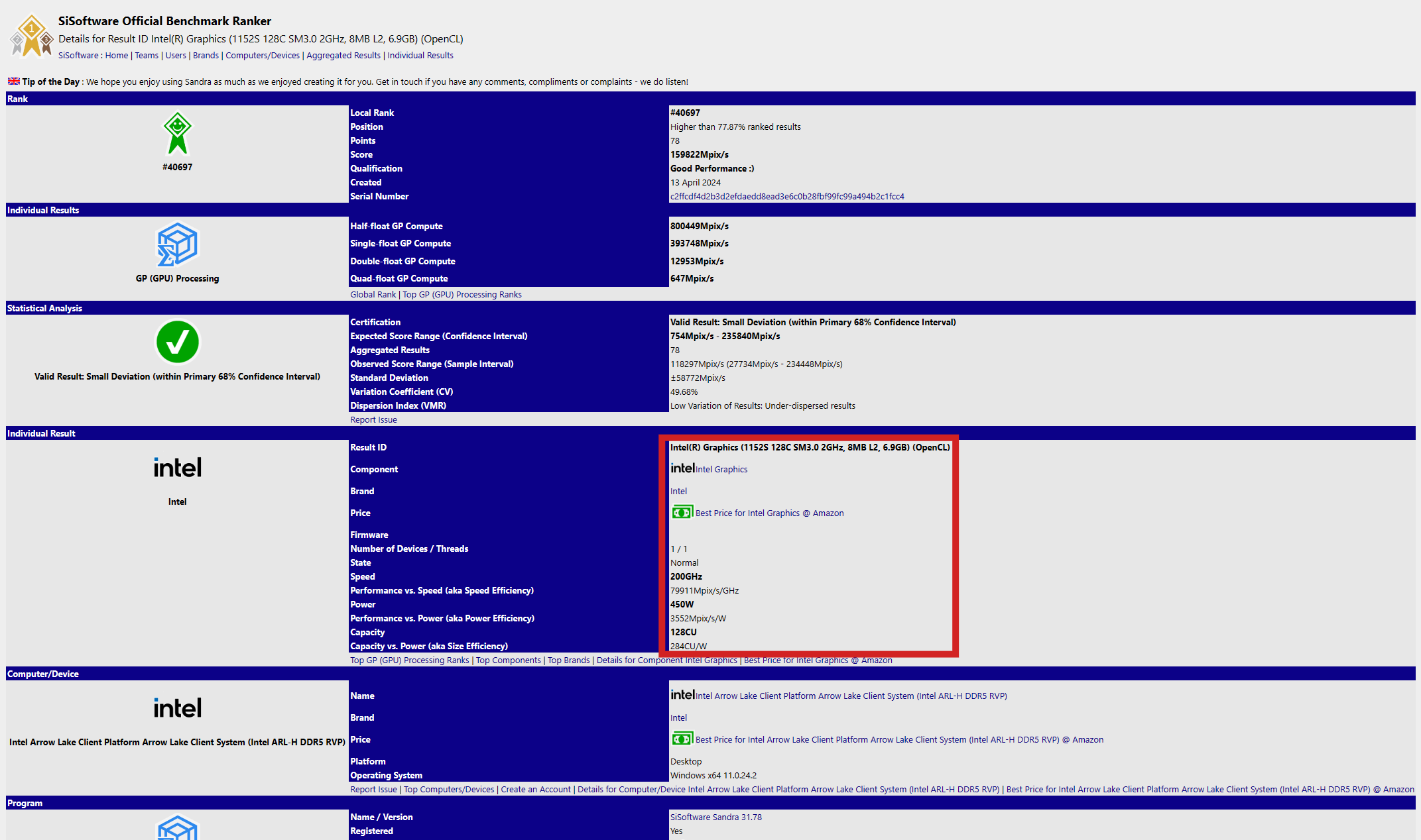 英特尔 Arrow Lake 处理器现身 SiSoftware：最高搭载 128 EU Xe-LPG+ 核显