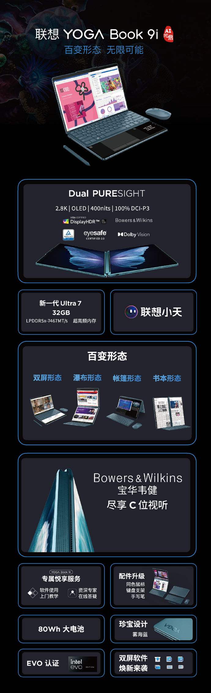 联想 YOGA Book 9i AI 元启双屏翻转本首销：Ultra 7 处理器 + 2.8K OLED 触控屏，17999 元